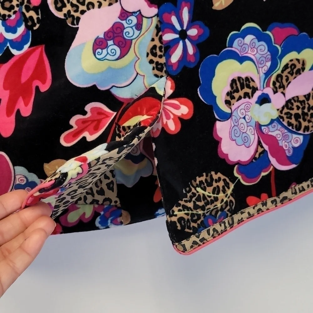 Children' Place Black Multicolored Floral Velvet Peacoat Leopard Details S 5/6